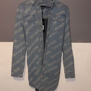 True Religion Logo Print Denim dress